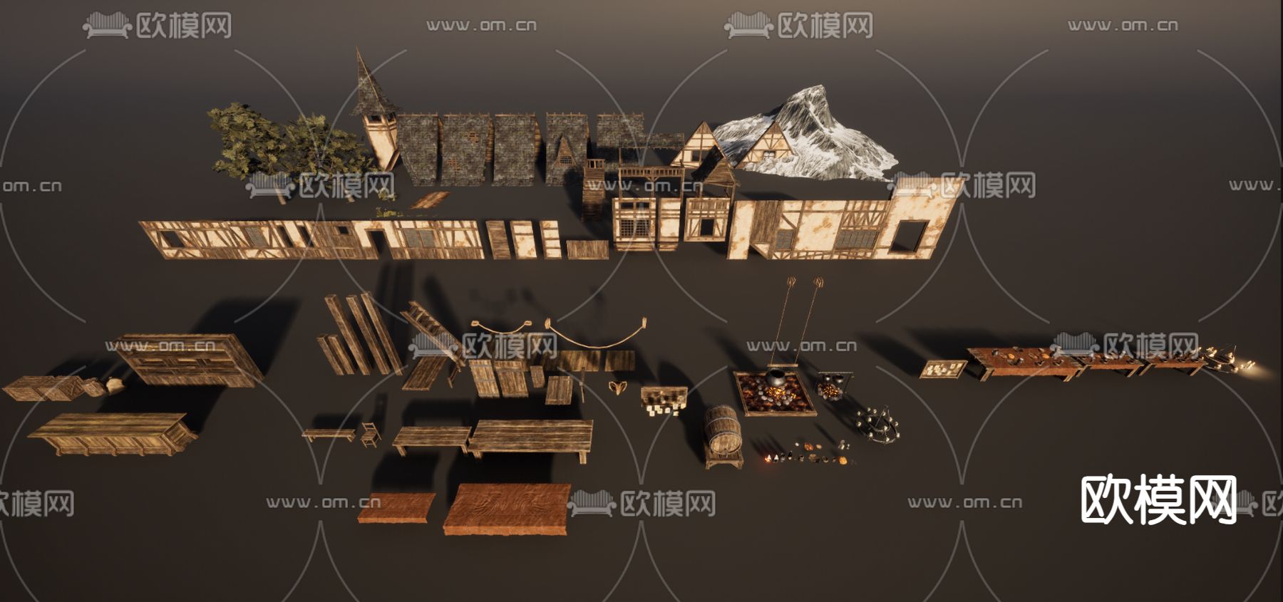 民宿小品景观3d模型下载（渲染图3）