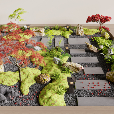  庭院景观 植物堆su模型 