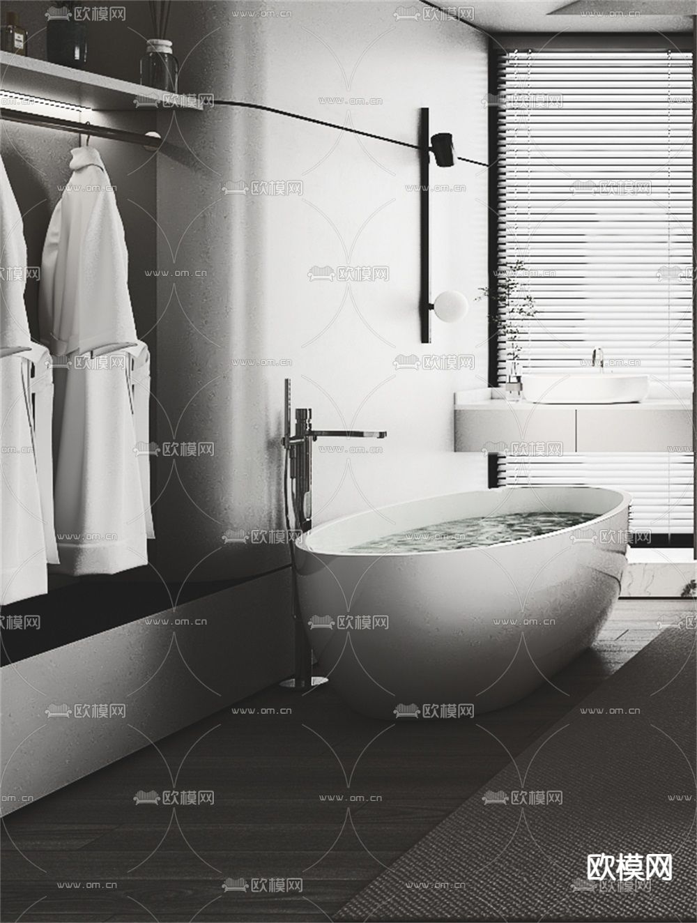 现代美容院SPA包间3d模型下载（渲染图1）