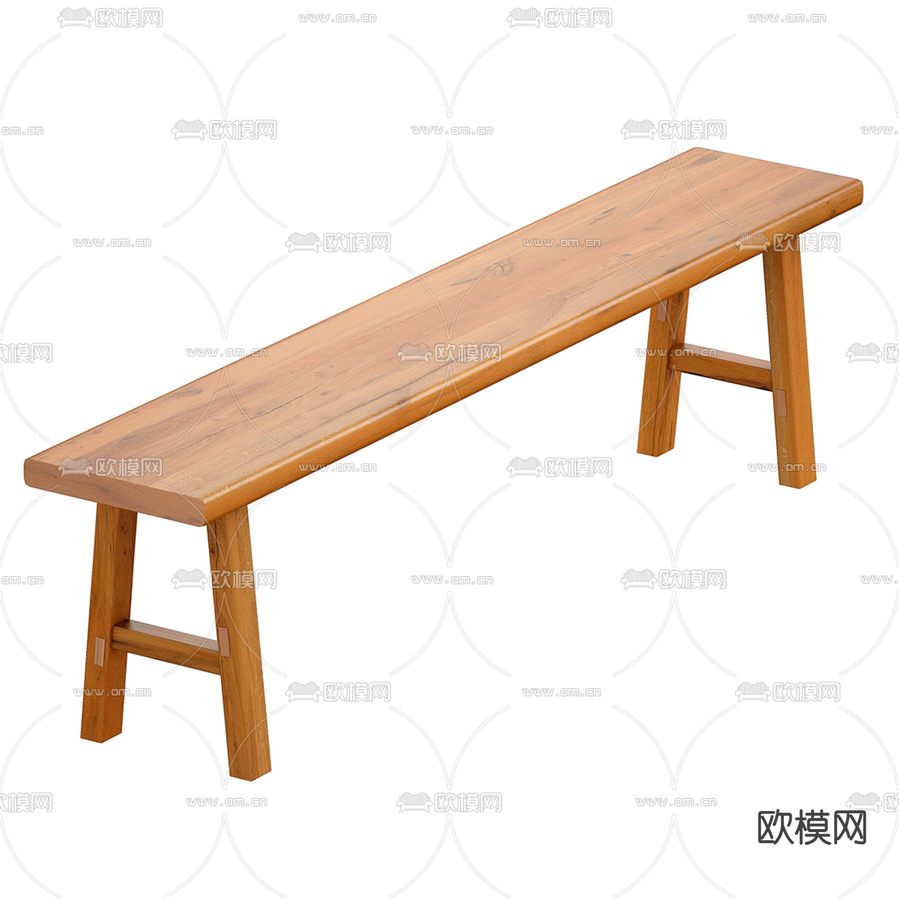 凳子 条凳 实木长凳3d模型下载（渲染图1）