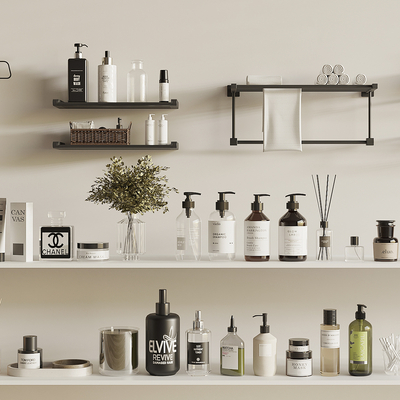  洗浴用品 毛巾架 沐浴露su模型 