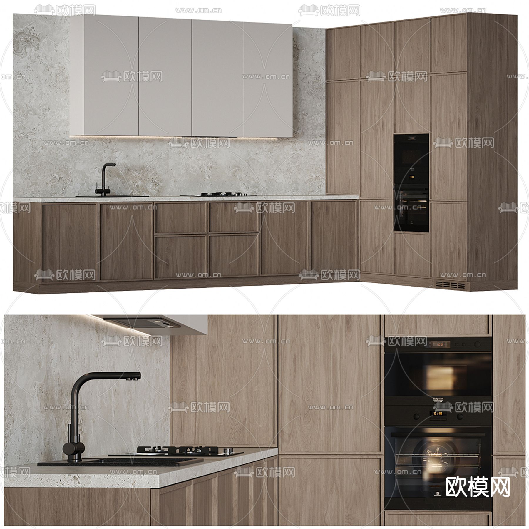 实木橱柜3d模型下载（渲染图1）