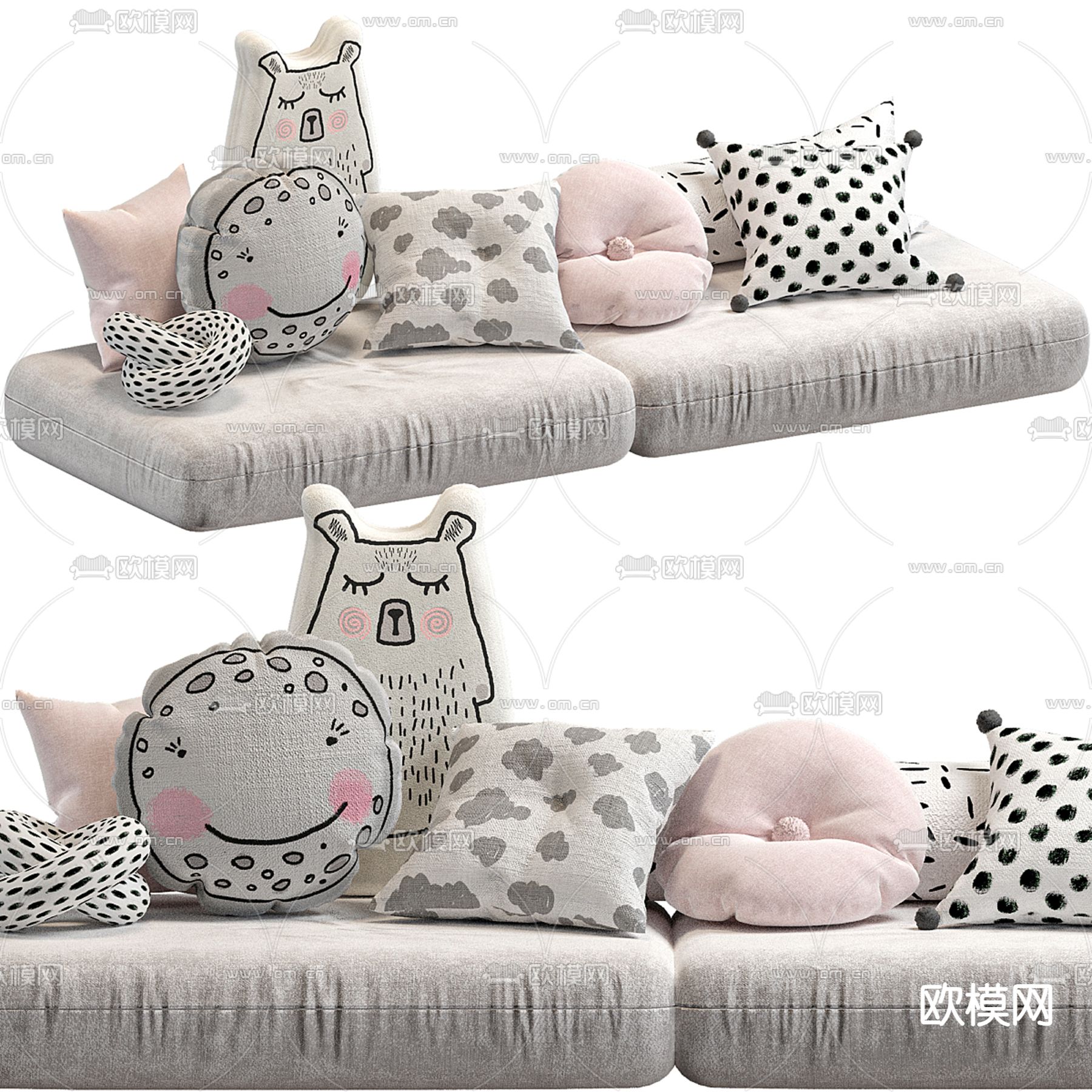 儿童枕头 抱枕 靠枕3d模型下载（渲染图1）