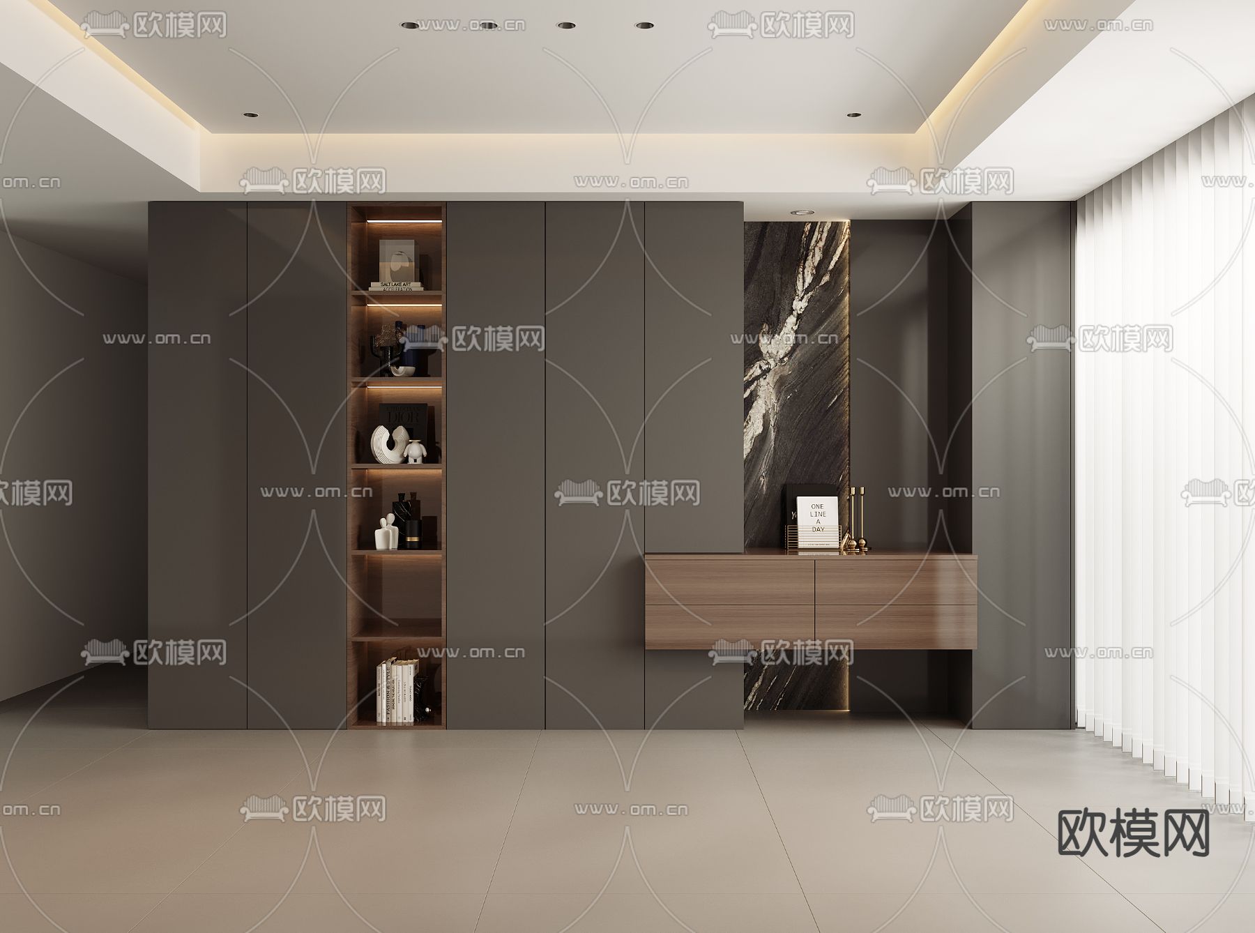 意式装饰柜 置物架3d模型下载