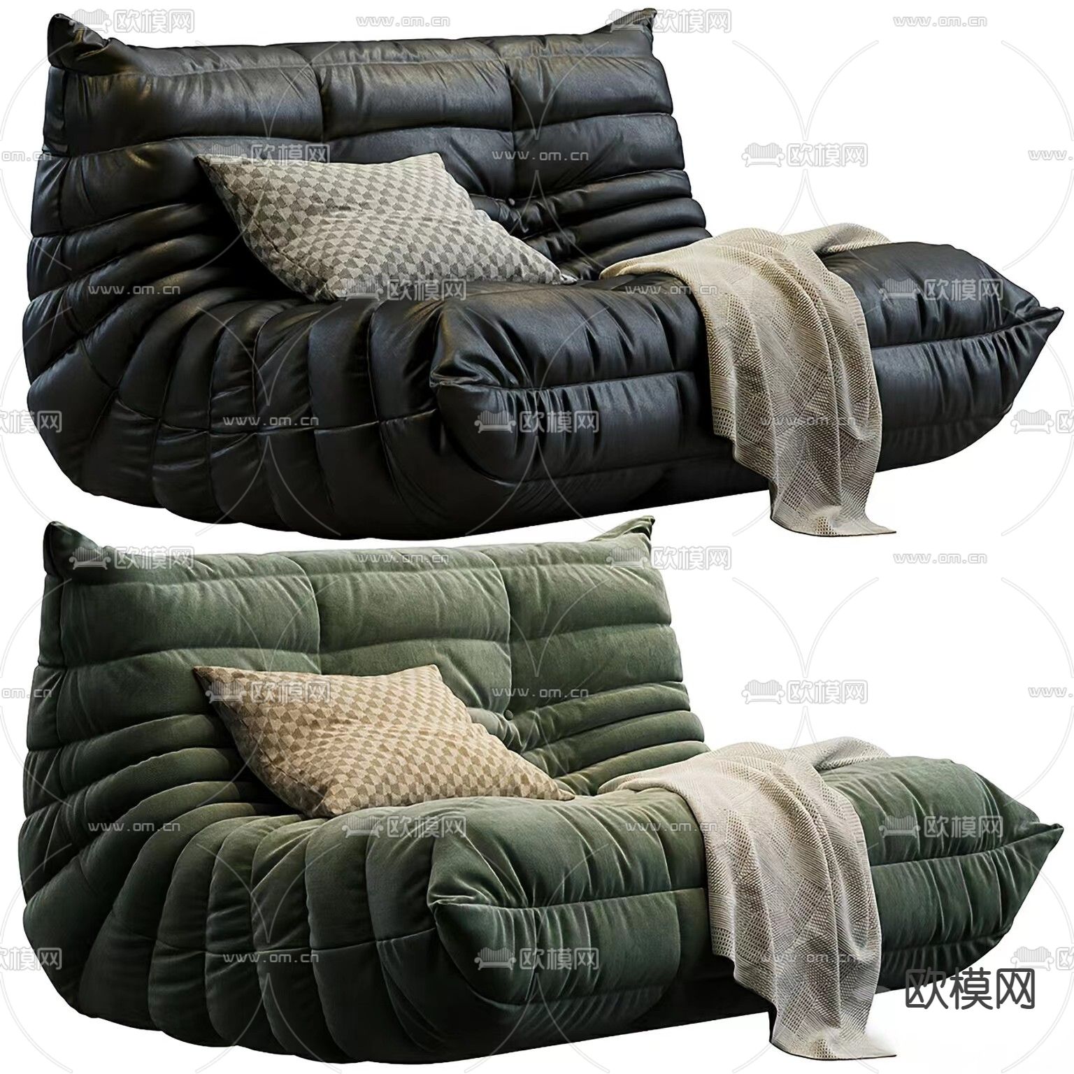 精美双人沙发3d模型下载（渲染图1）