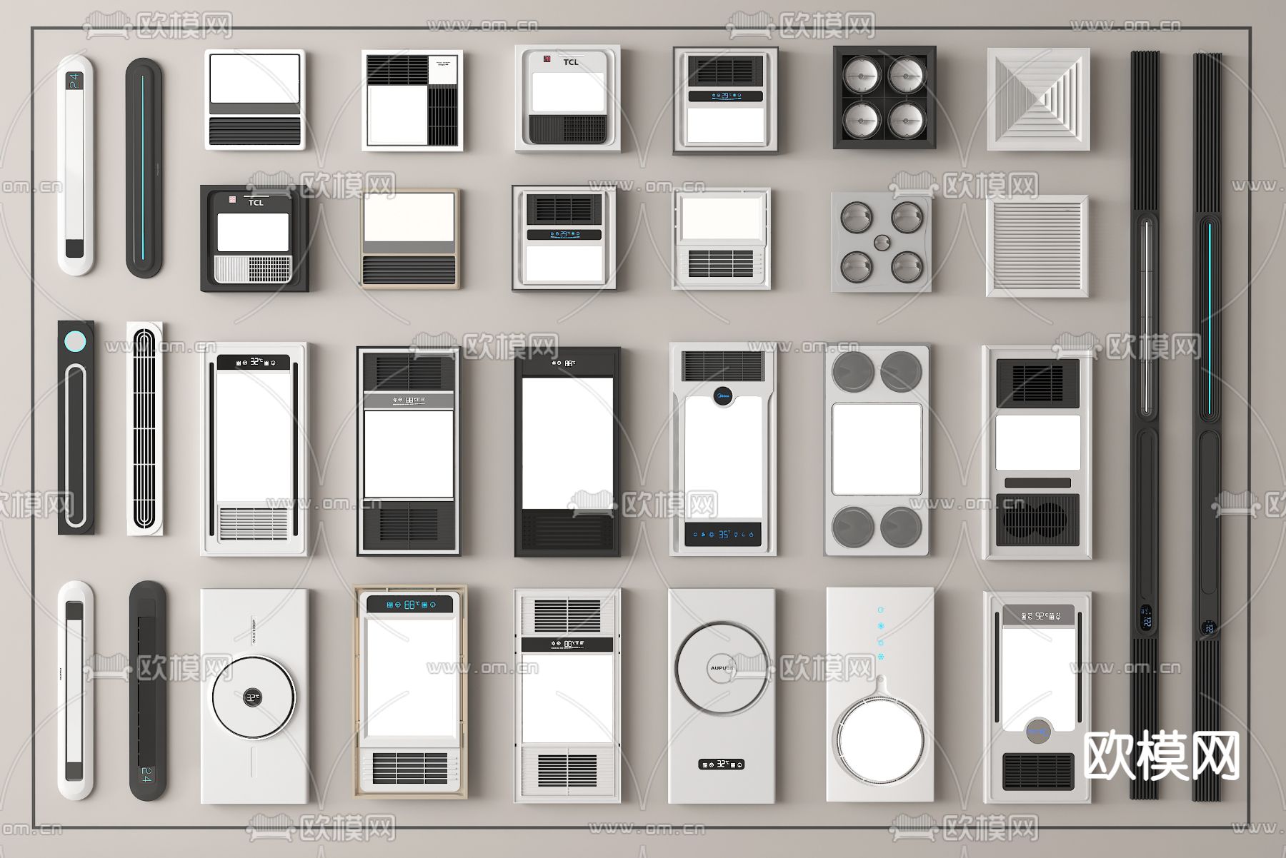 浴霸 集成浴霸 线性浴霸 风暖机su模型下载（渲染图2）