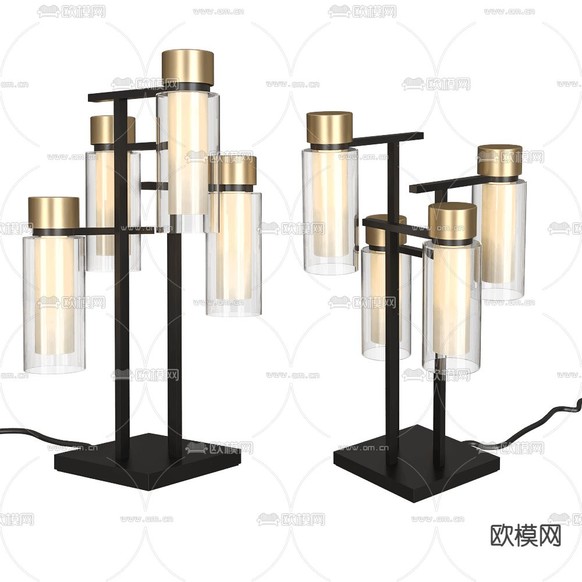 现代台灯 金属台灯 装饰台灯3d模型下载(渲染图2)