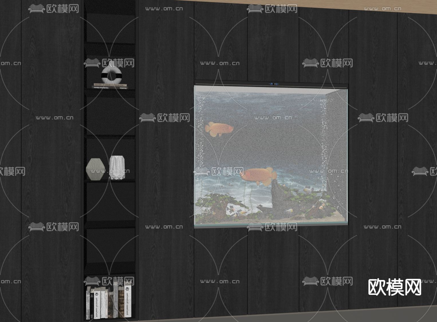 高柜鱼缸 恒温鱼缸 水族箱su模型下载（渲染图1）