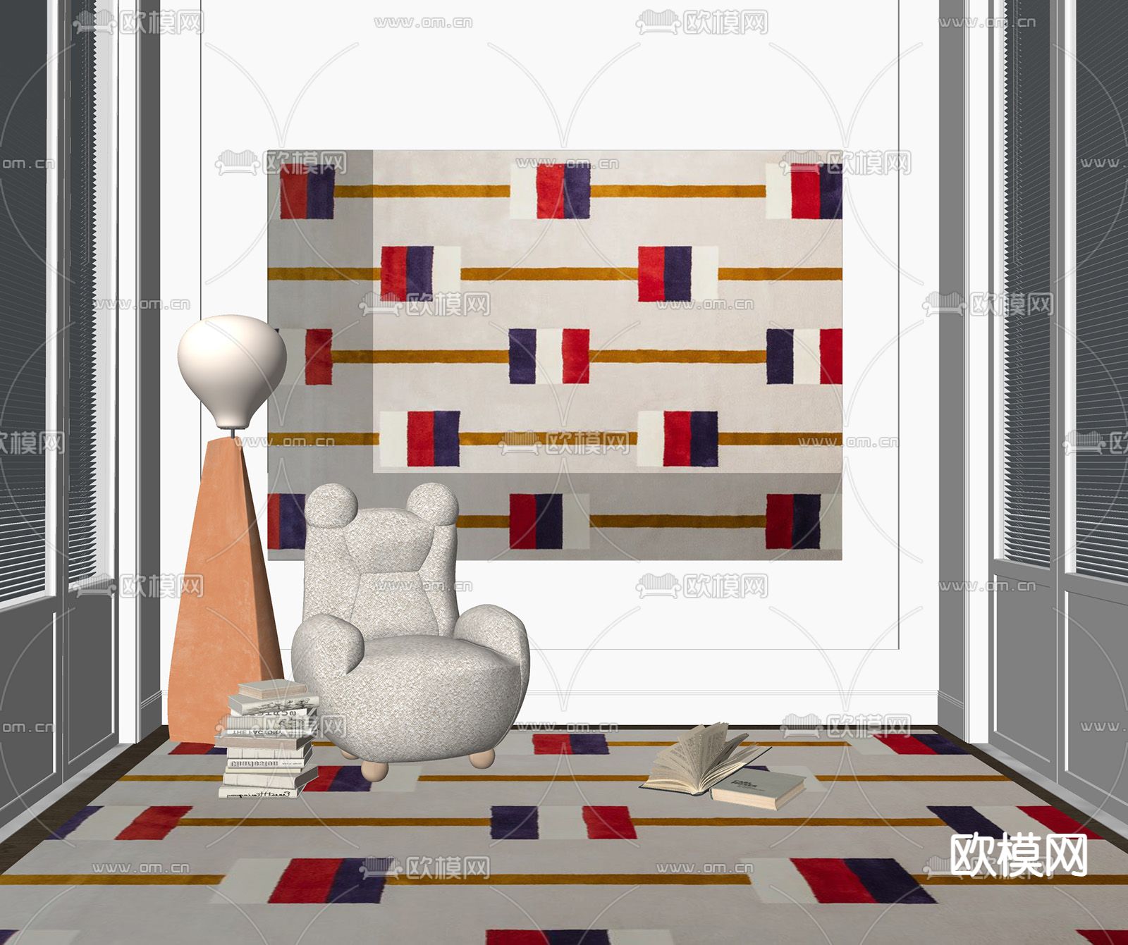 孟菲斯风地毯su模型下载（渲染图1）