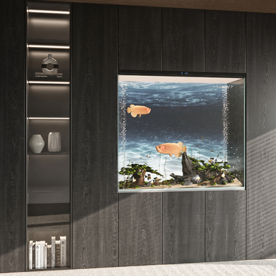  高柜鱼缸 恒温鱼缸 水族箱su模型 