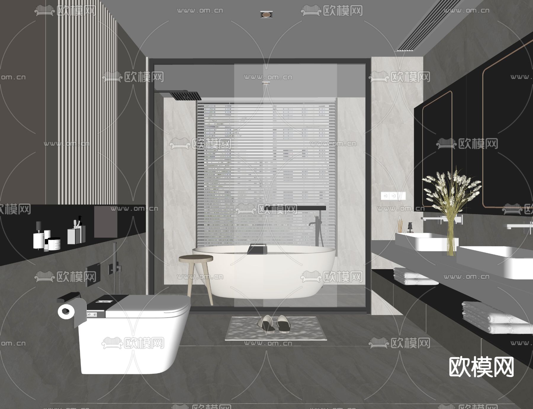 现代卫生间 浴室su模型下载（渲染图1）