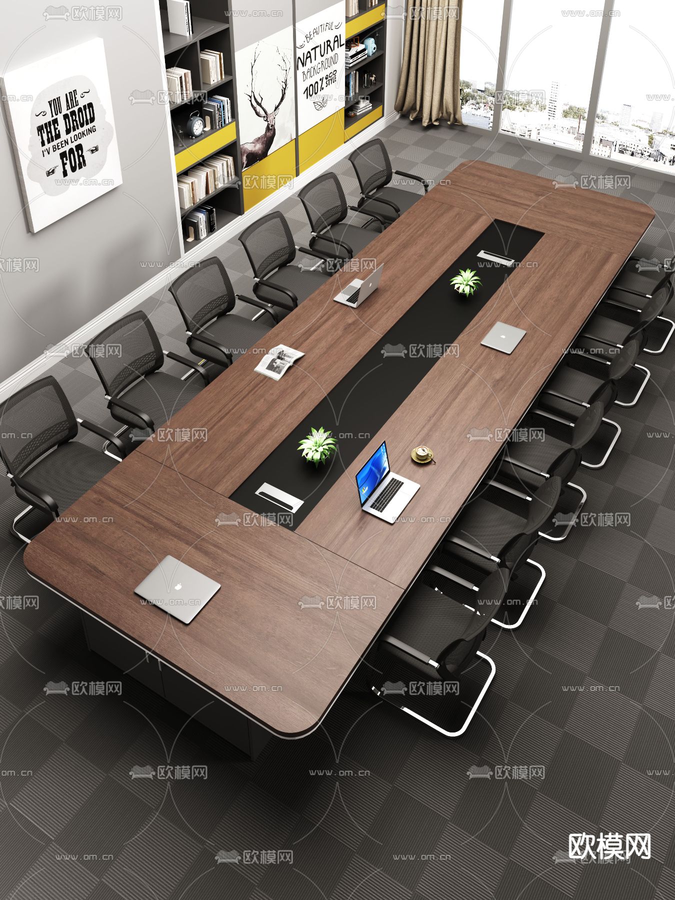 现代桌台 会议桌3d模型下载（渲染图3）