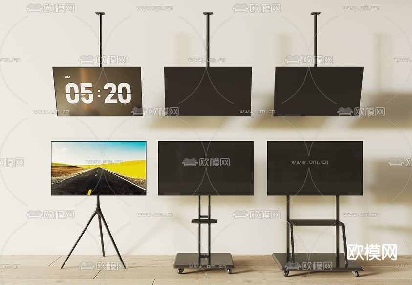 现代电视机 壁挂电视机3d模型下载
