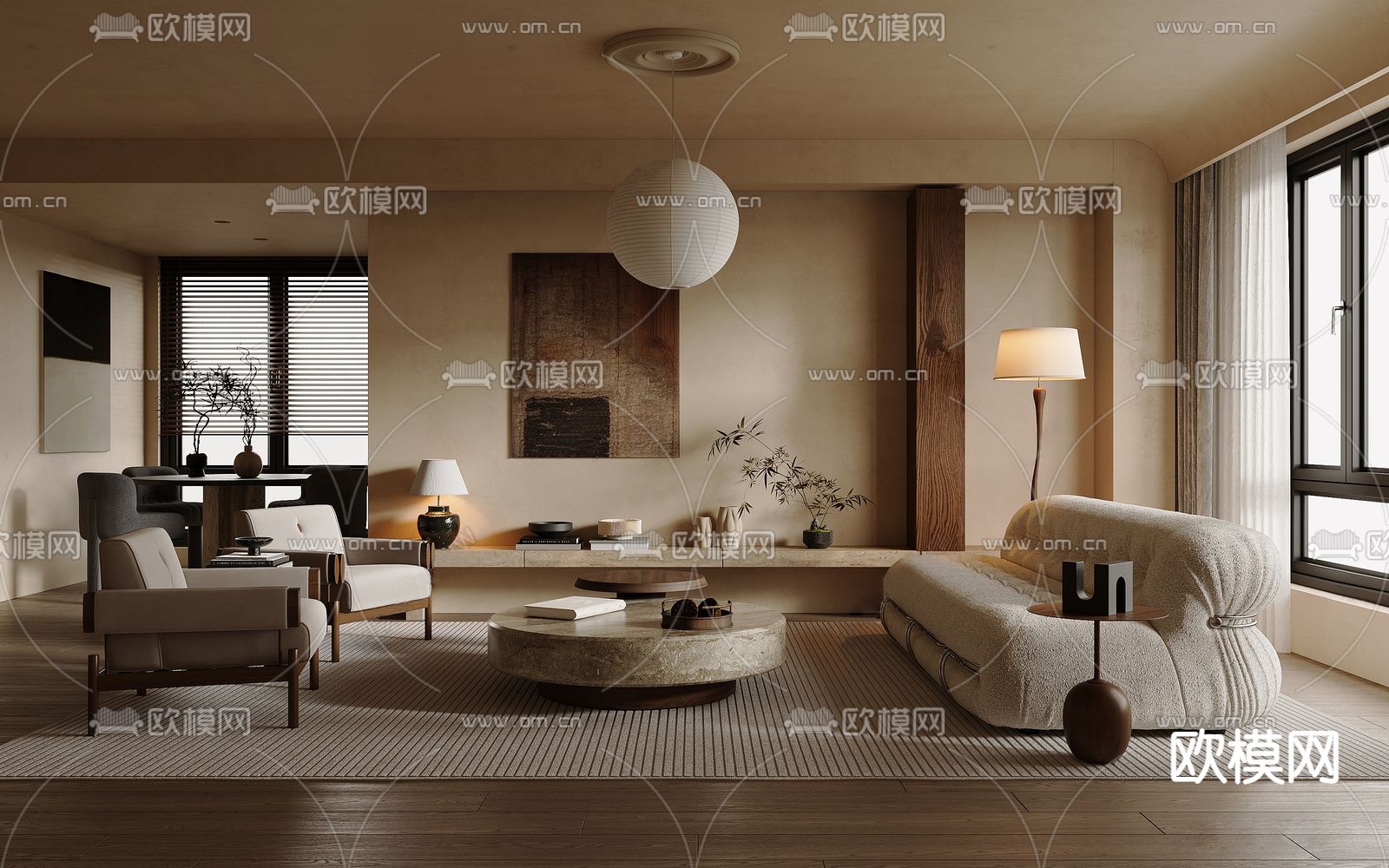 侘寂客餐厅3d模型下载