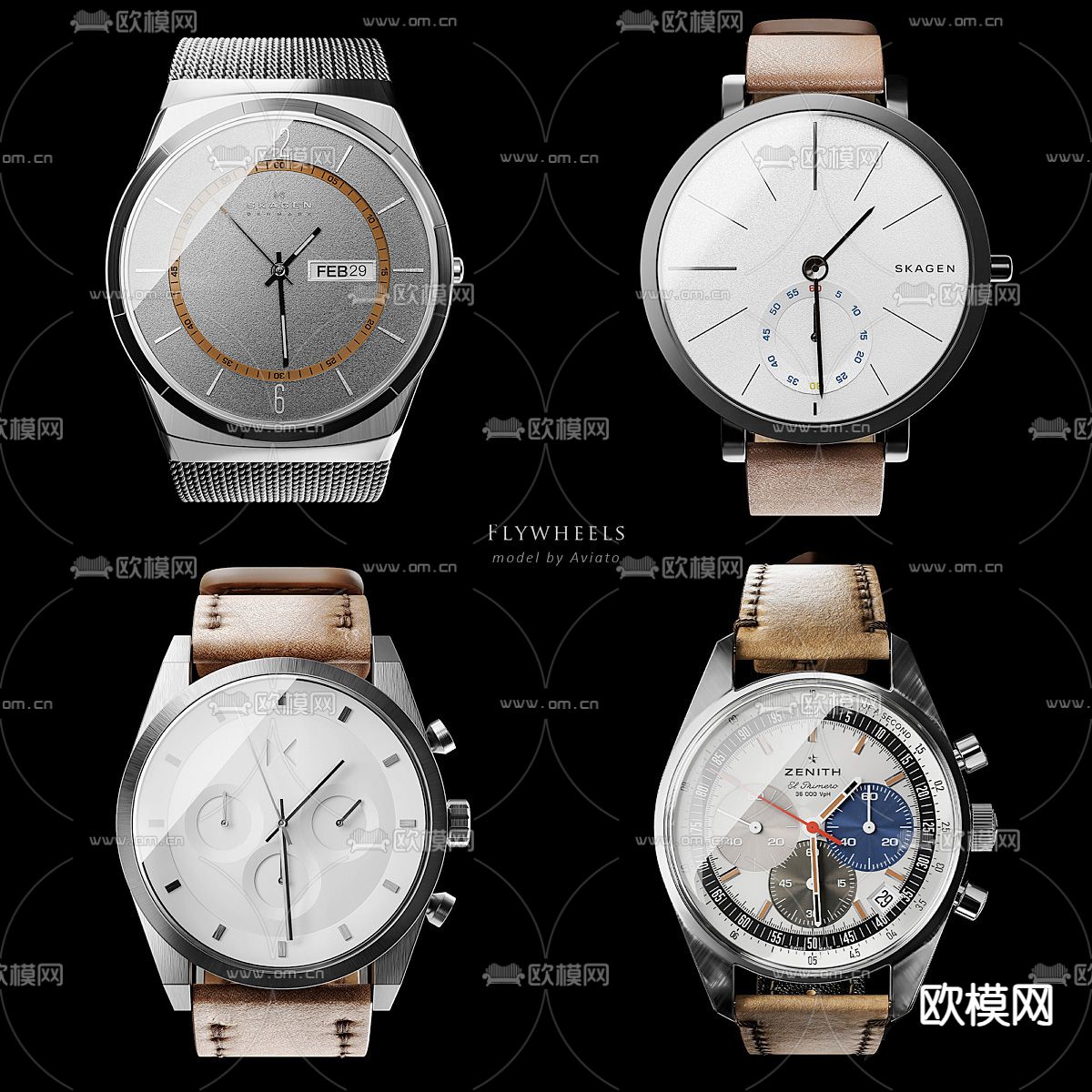 名表 手表 钟表 支架摆件3d模型下载（渲染图2）