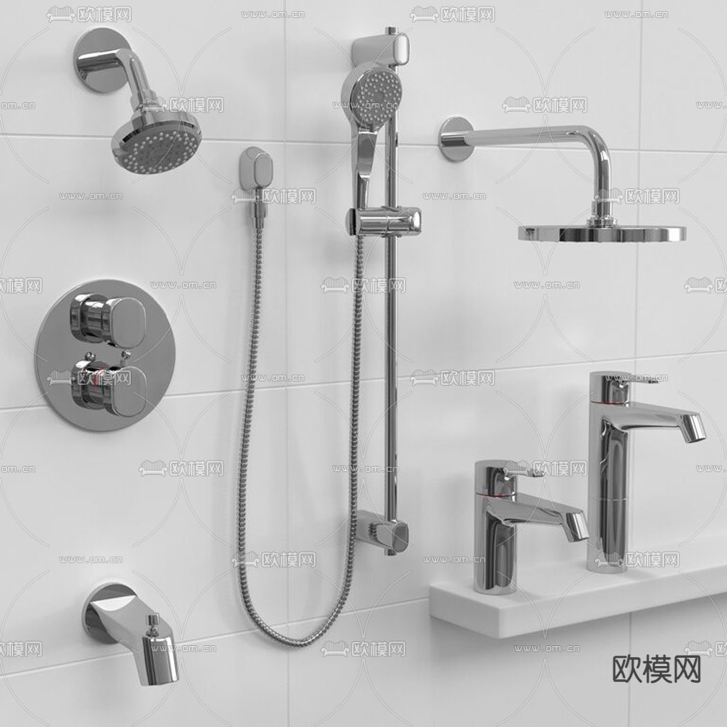 淋浴花洒 喷头3d模型下载