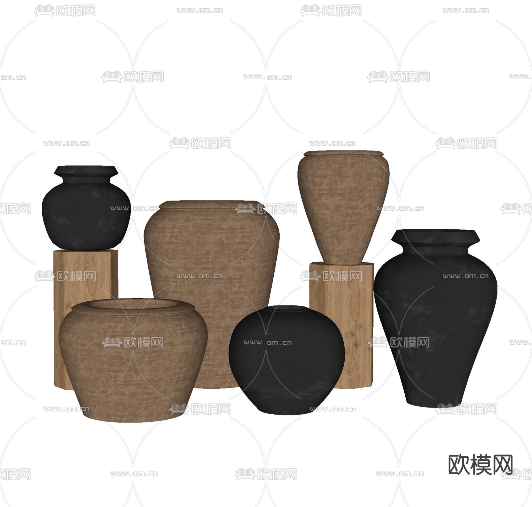 侘寂风陶罐器皿 花瓶su模型下载（渲染图1）