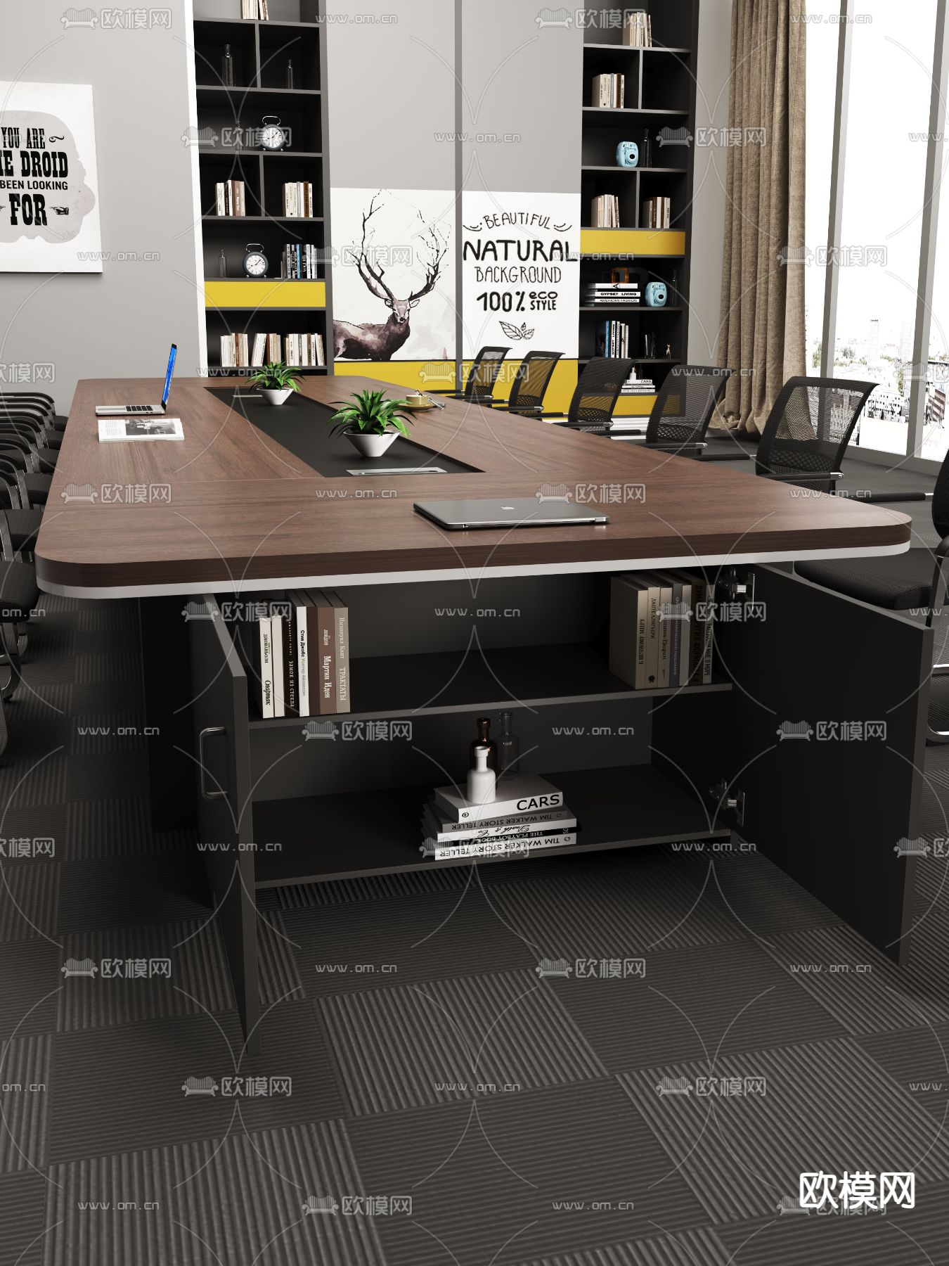 现代桌台 会议桌3d模型下载（渲染图1）
