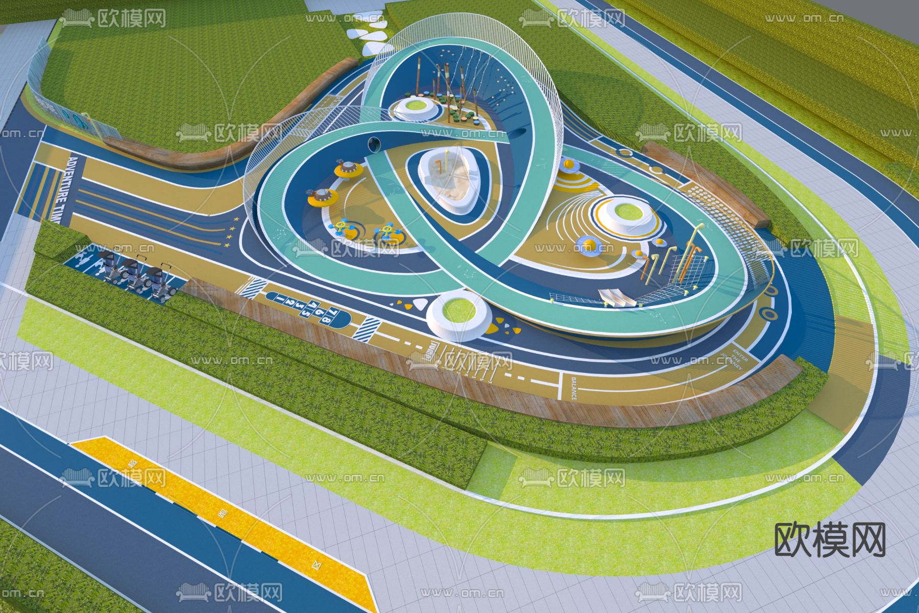 儿童活动区 游乐区 儿童设施3d模型下载