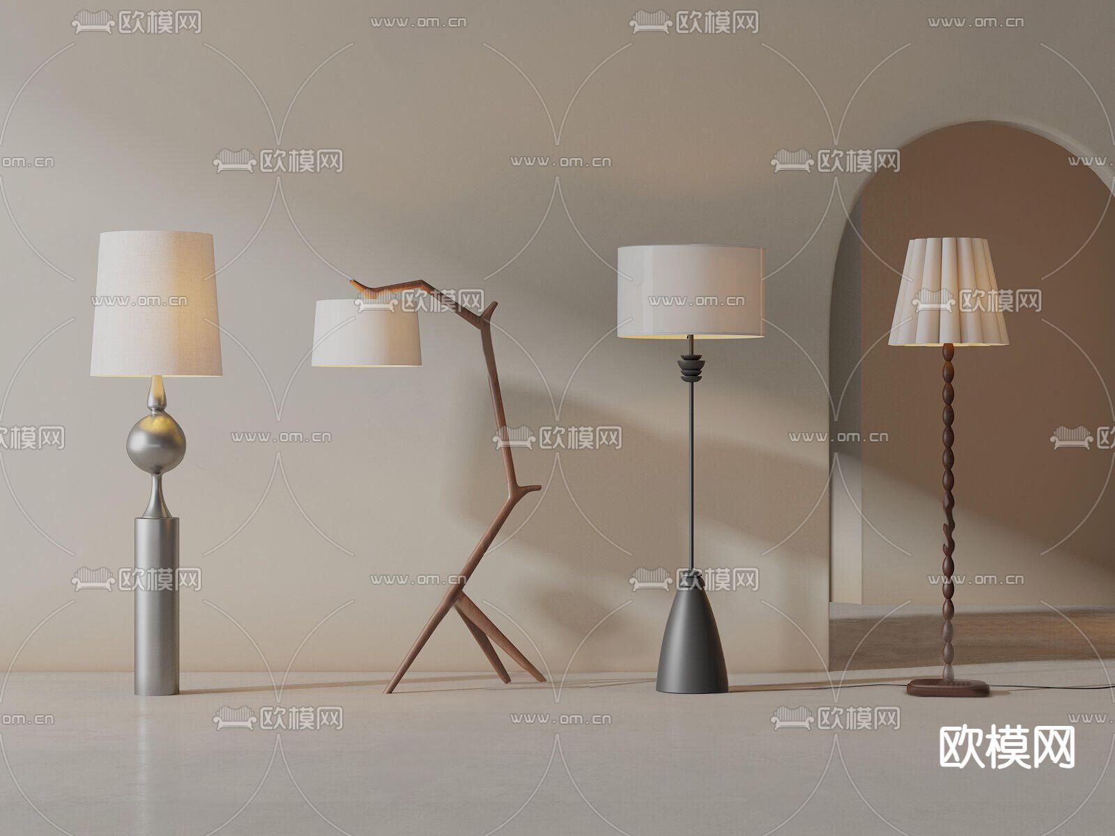 中古风落地灯3d模型下载