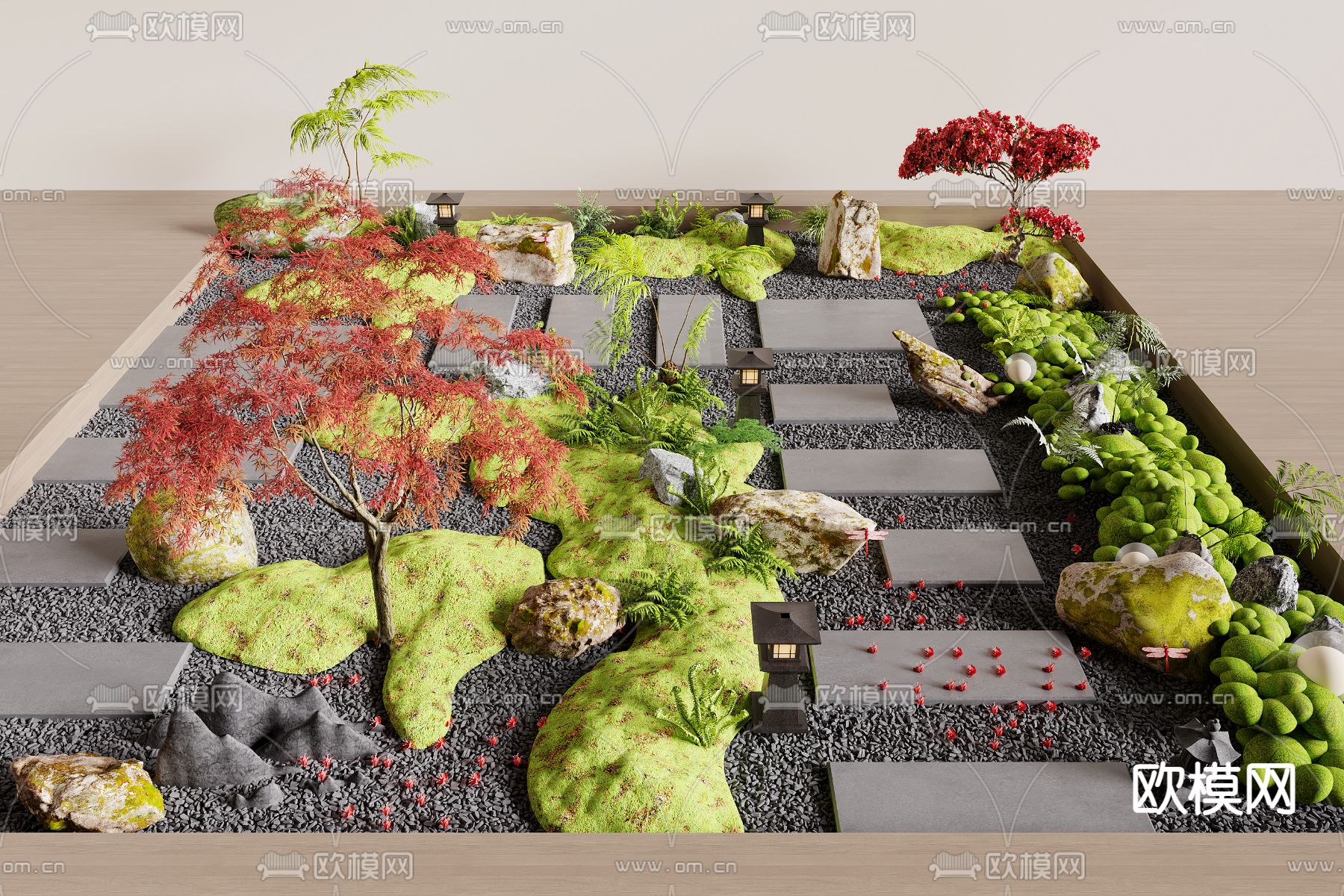 庭院景观 植物堆su模型下载（渲染图2）