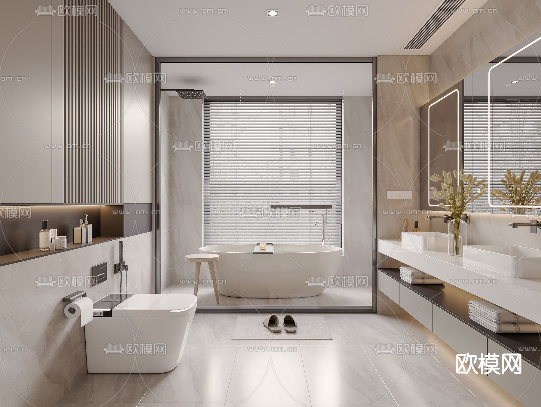 现代卫生间 浴室su模型下载（渲染图2）