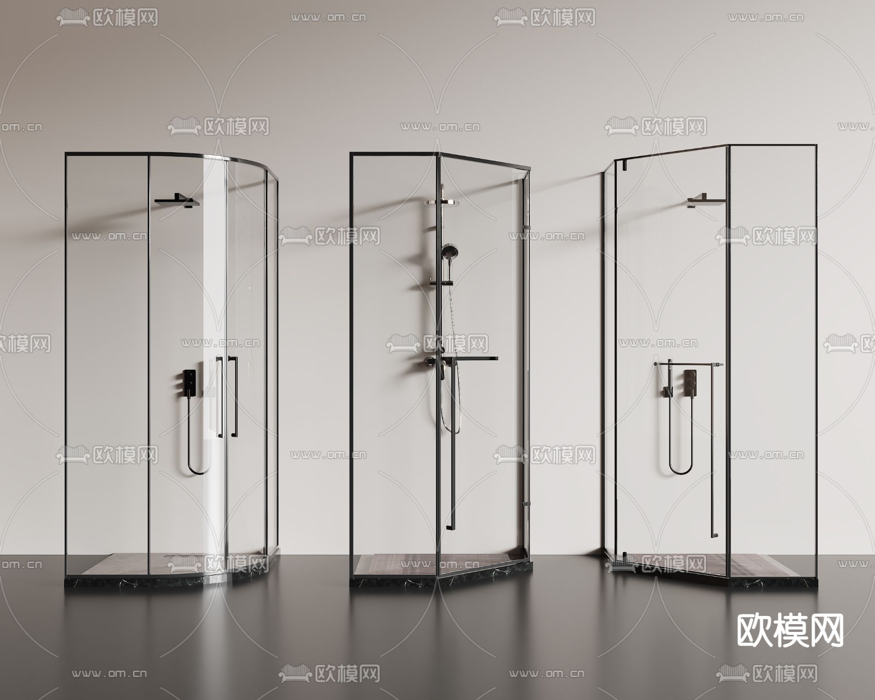 极窄淋浴间 淋浴门 弧形淋浴门 钻石形淋浴门3d模型下载