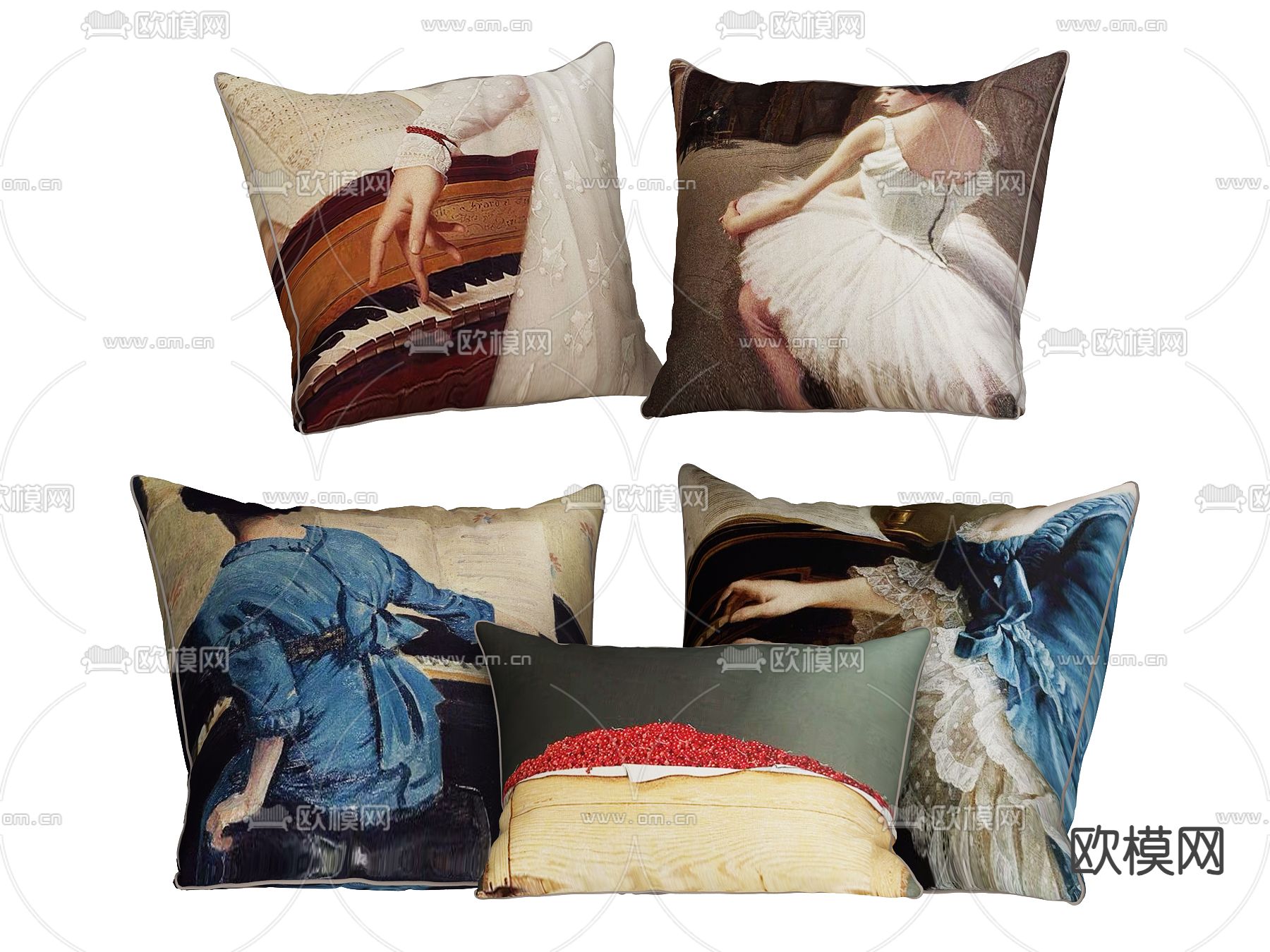 中古风抱枕 枕头3d模型下载