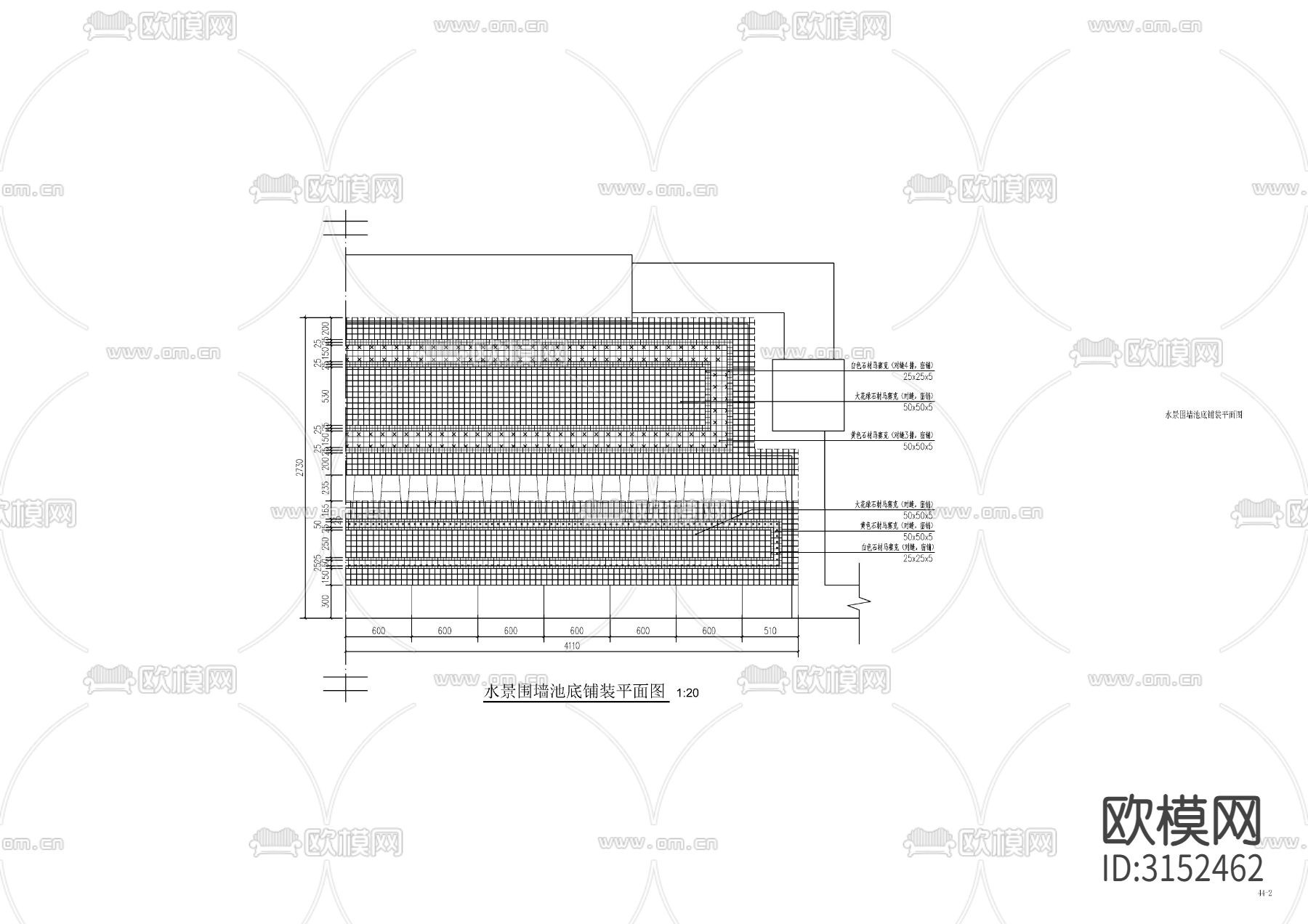 欧式流水景墙水景cad大样图下载（渲染图3）