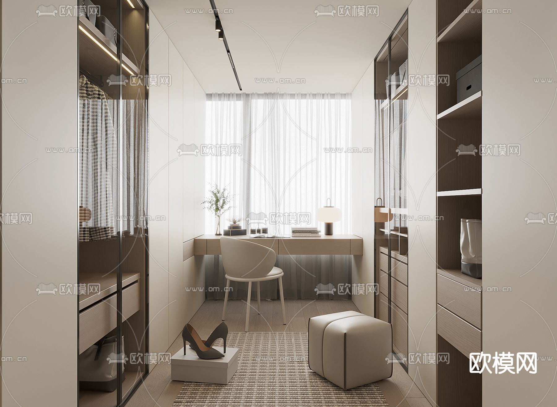 现代衣帽间3d模型下载