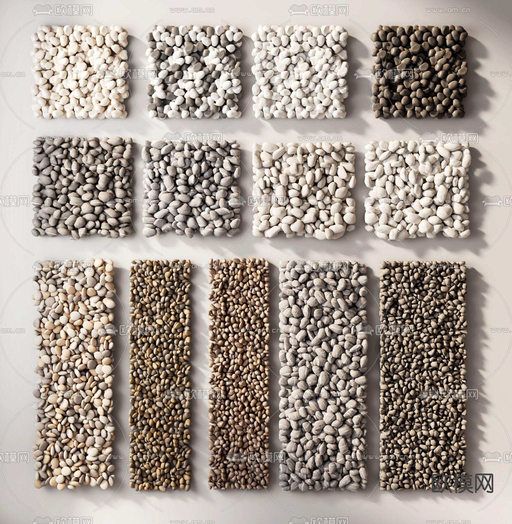 景观鹅卵石 石头 石子 碎石 景观石 汀步 石子3d模型下载