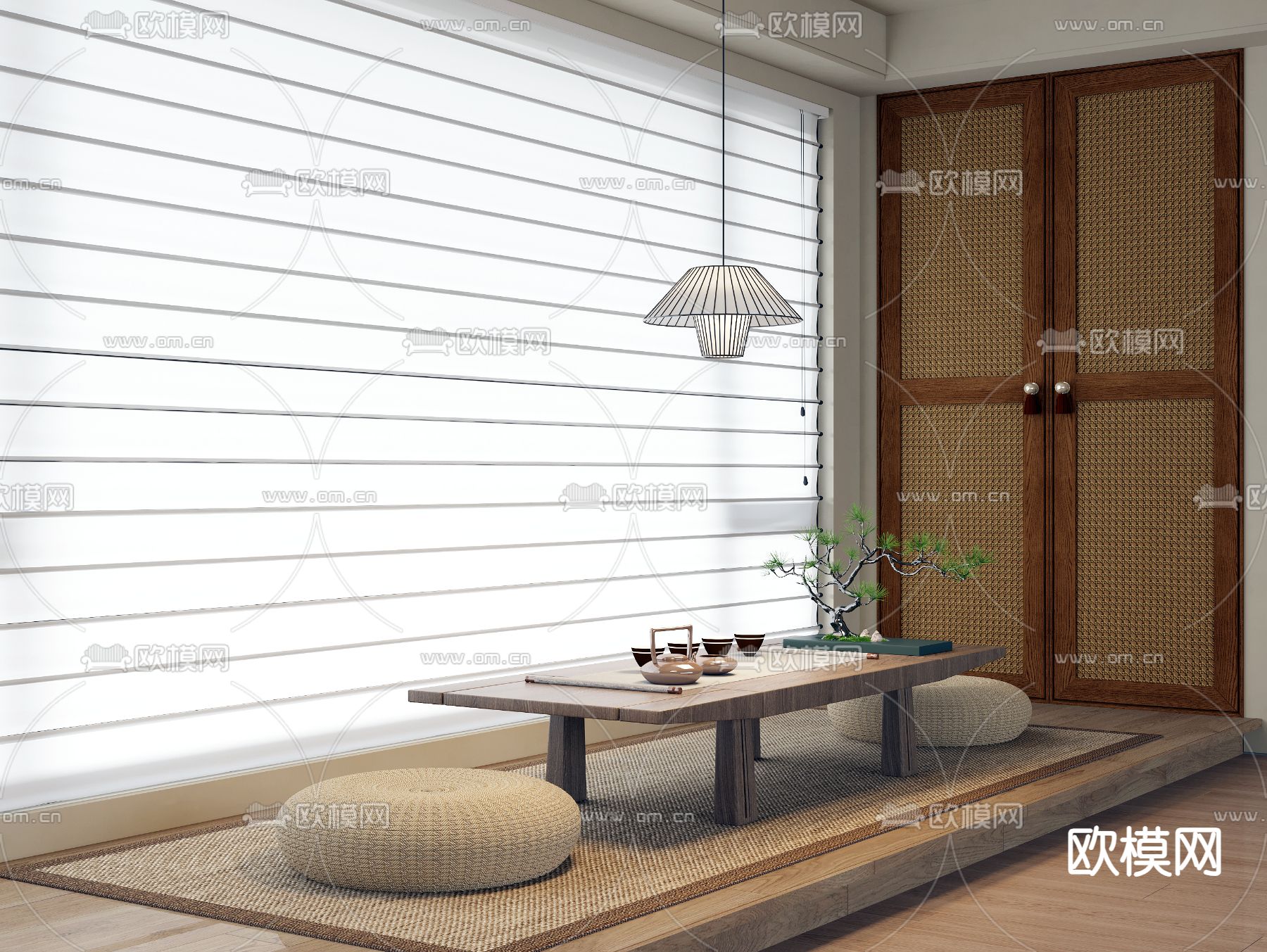 日式茶桌 实木茶桌3d模型下载