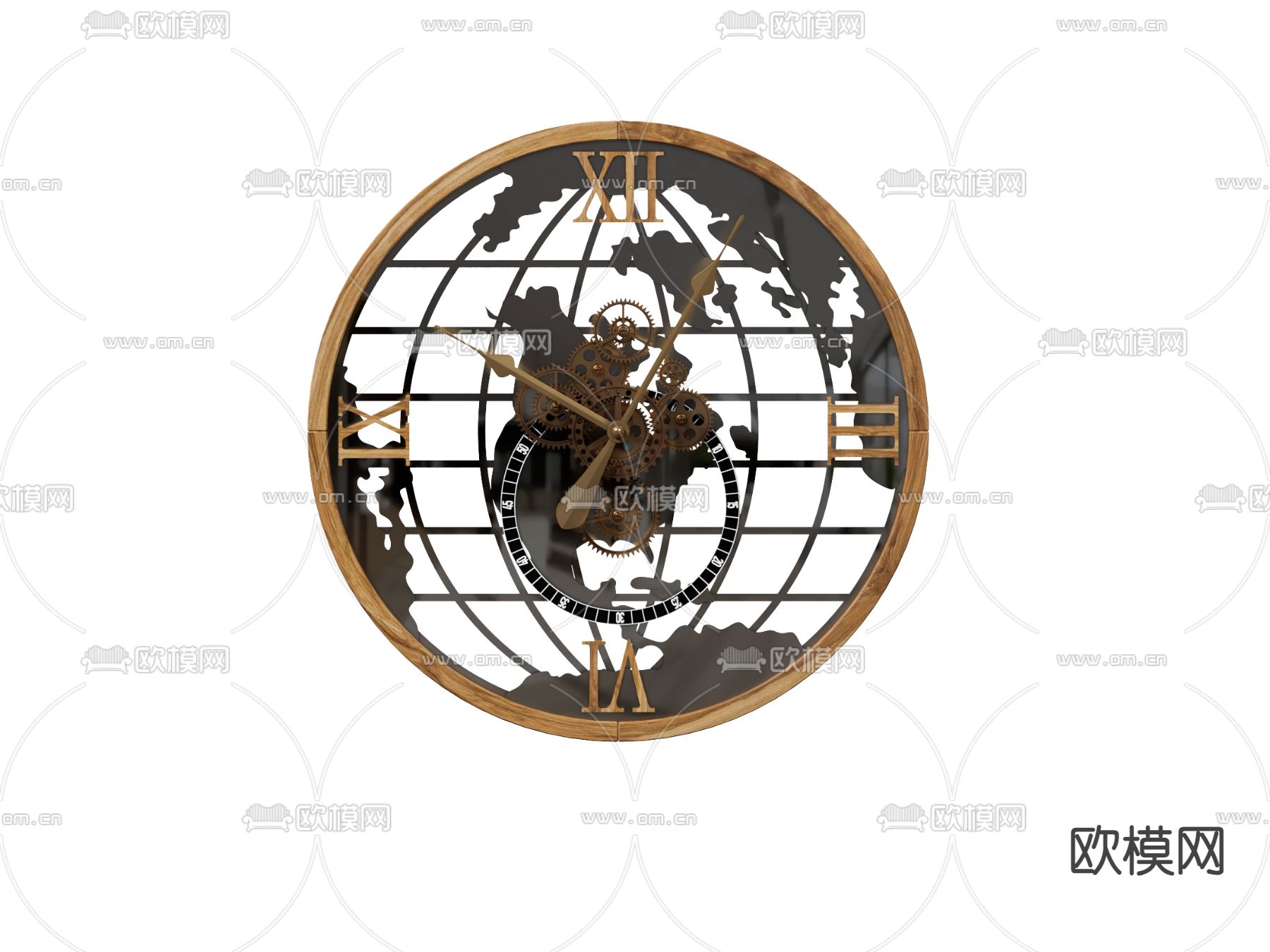 现代地图挂钟 壁钟su模型下载（渲染图2）