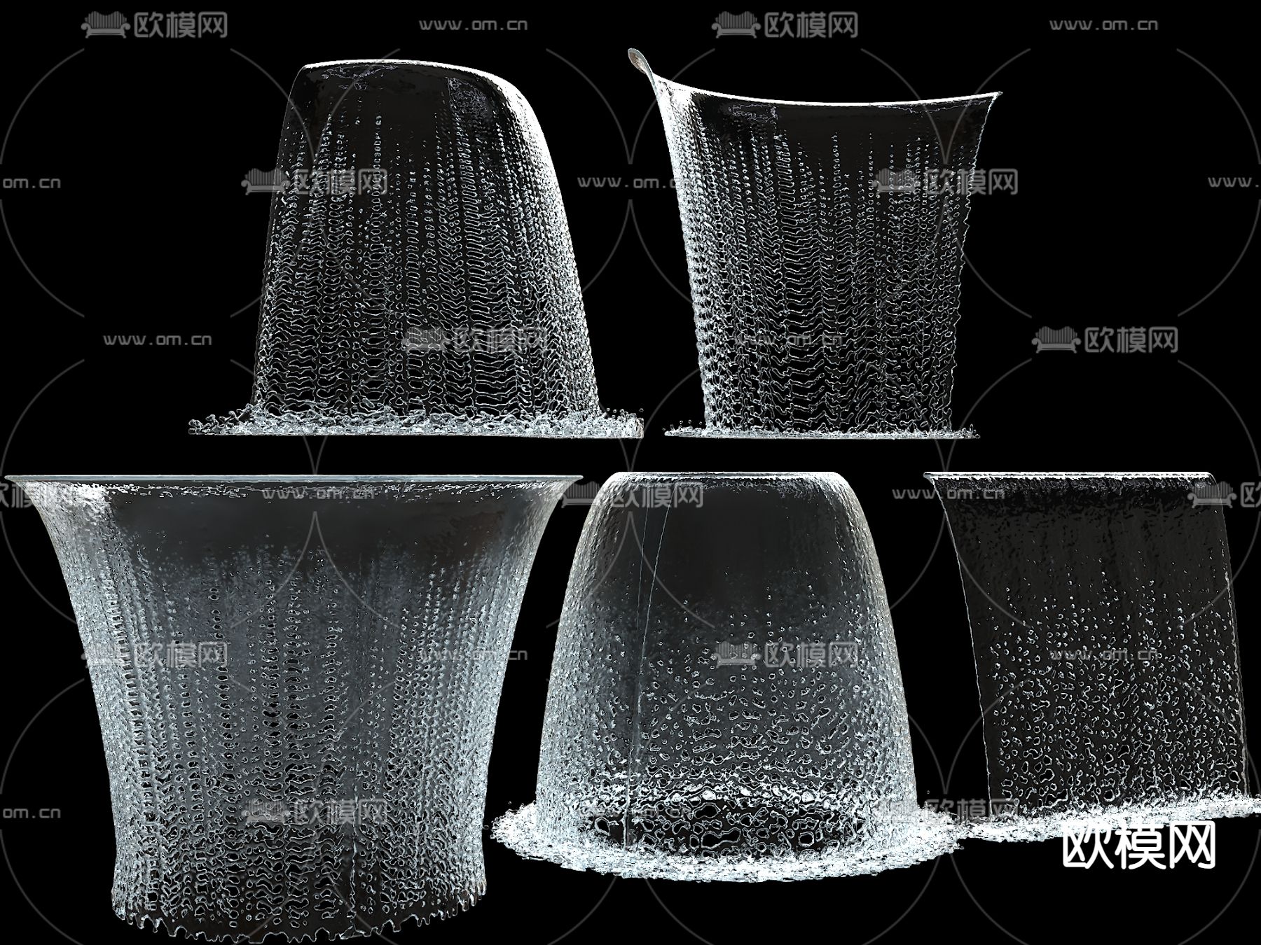 弧形瀑布 流水 喷泉3d模型下载