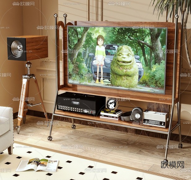 中古风画镜电视su模型下载(渲染图2)