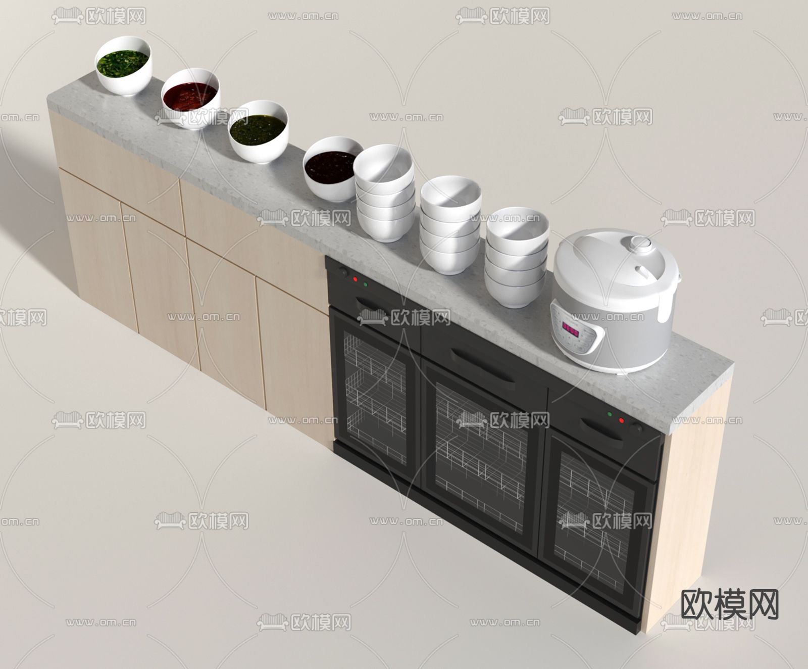 自助餐台 调料台 取餐台3d模型下载