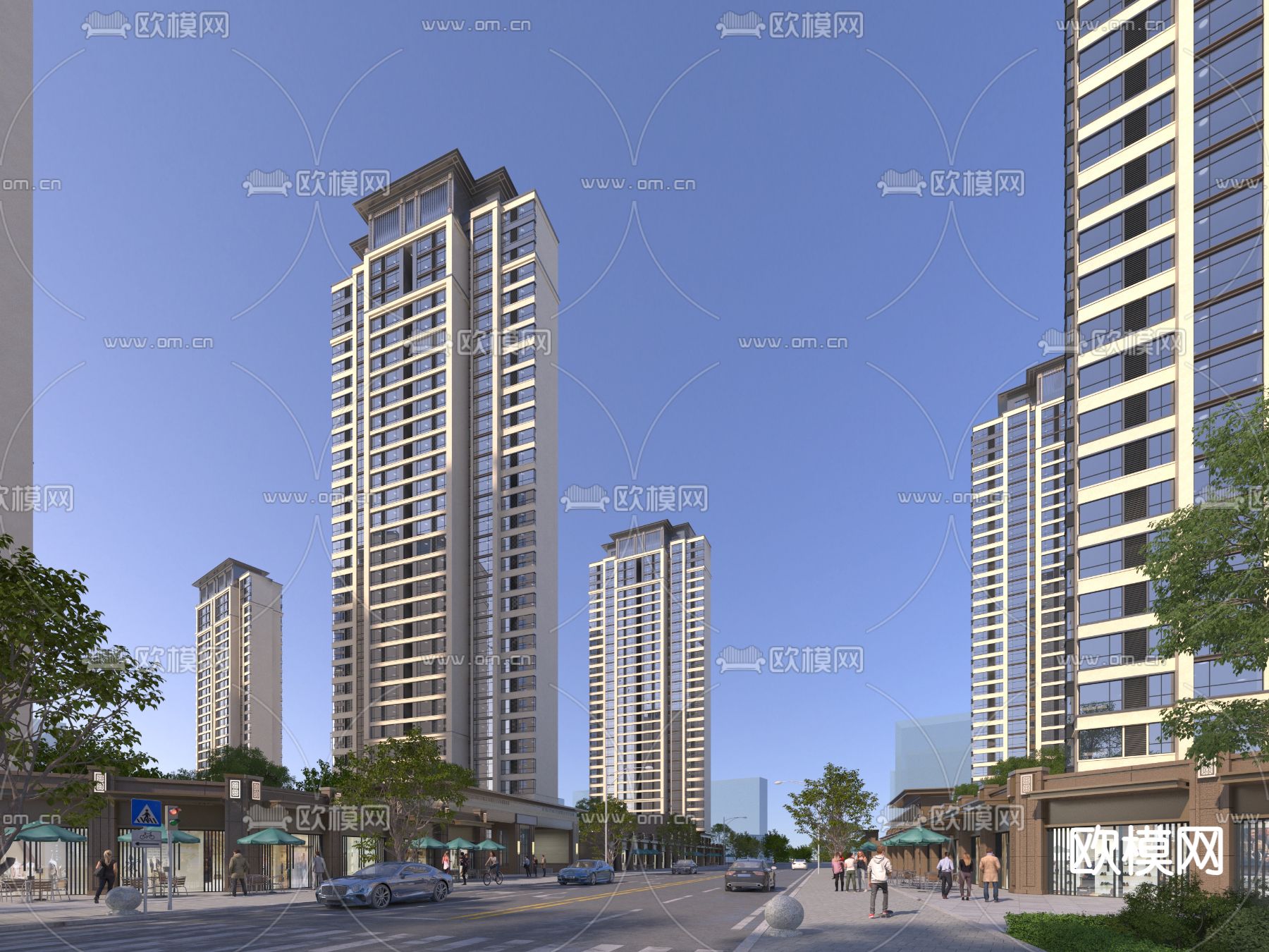 简欧高层住宅3d模型下载