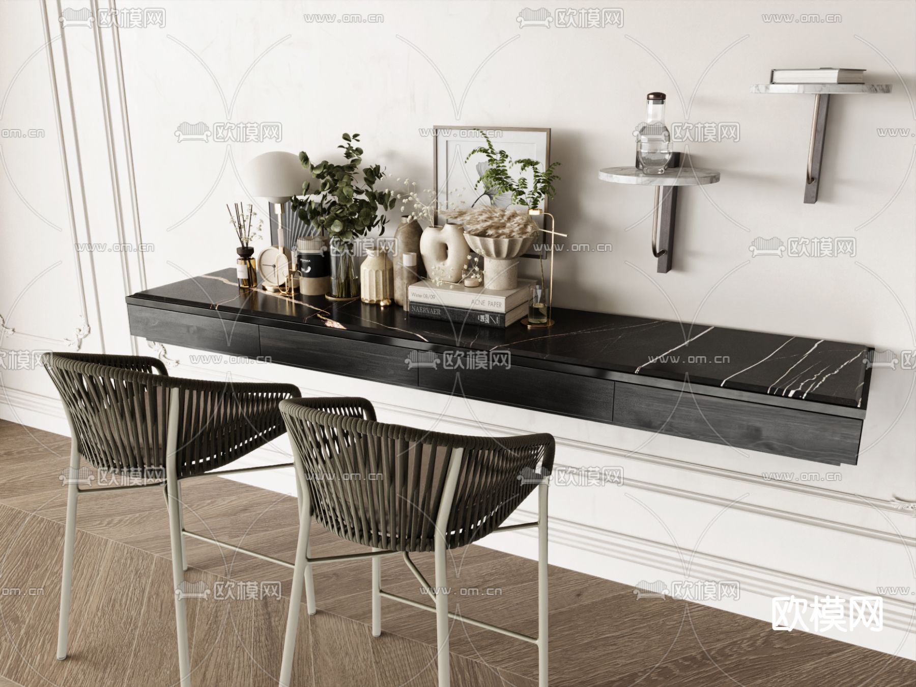 家居吧台  壁挂式桌椅3d模型下载
