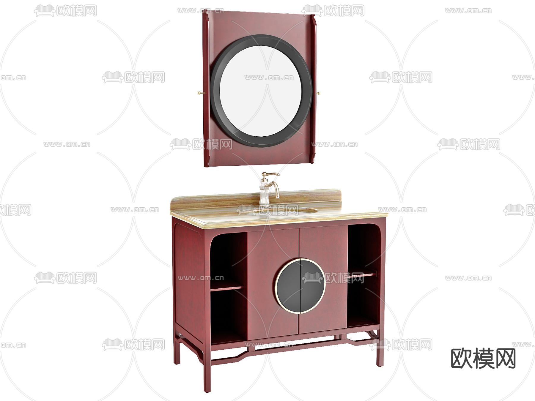 简欧洗手台 洗手盆3d模型下载