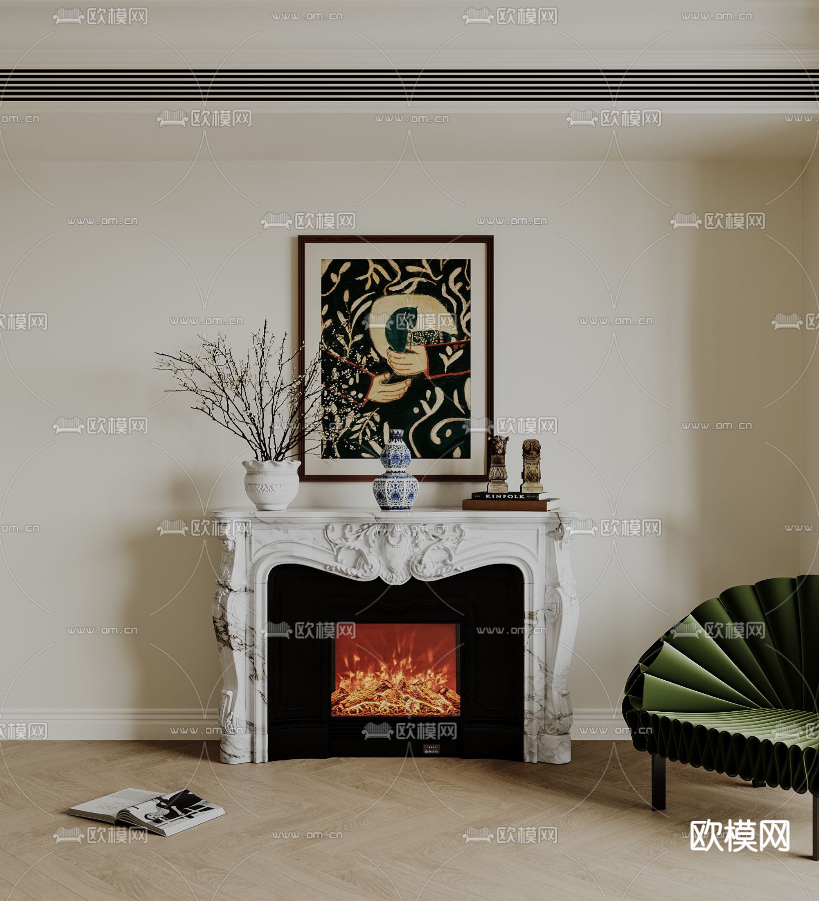 法式壁炉3d模型下载