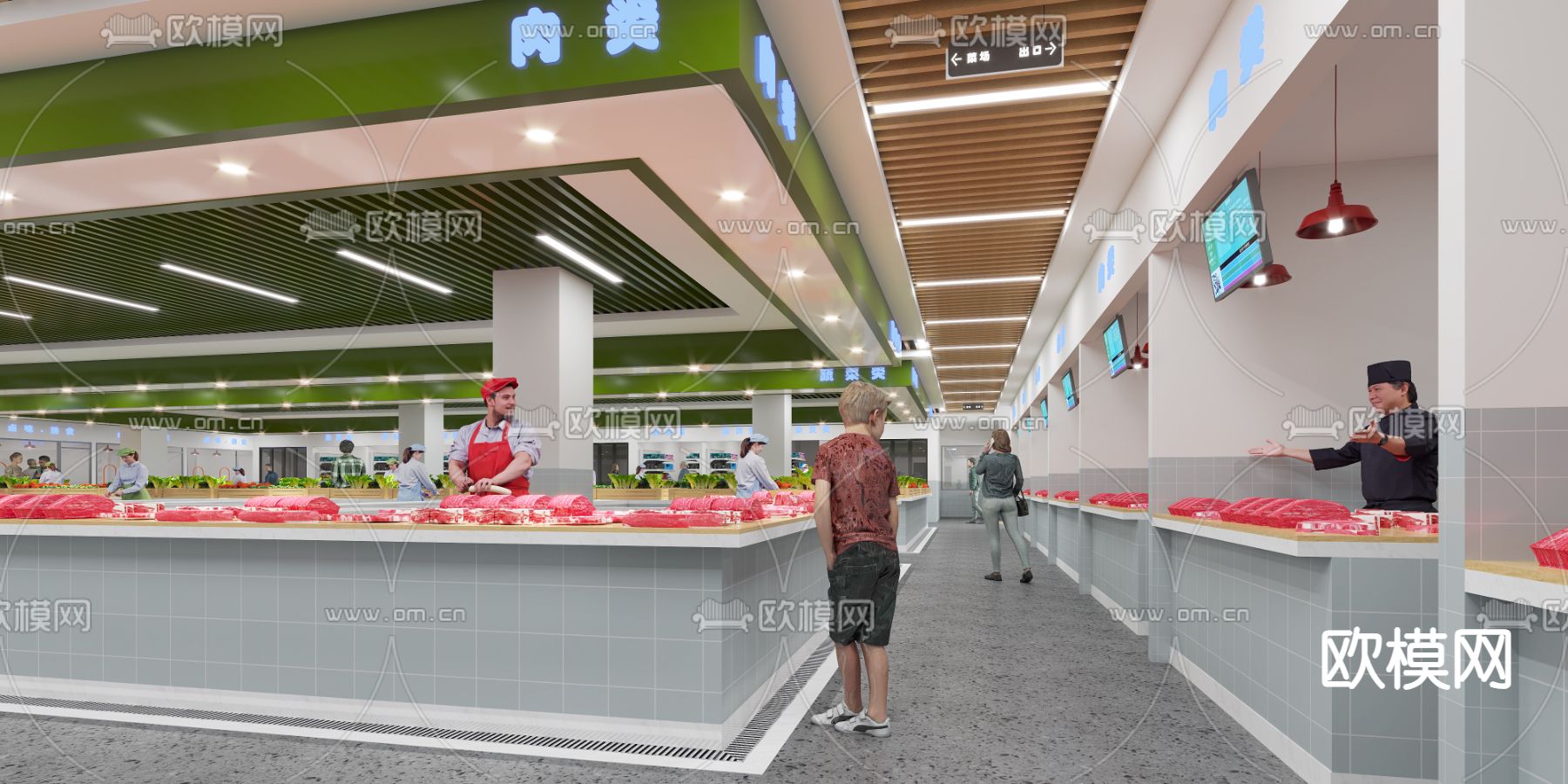 菜市场 农贸市场3d模型下载（渲染图1）