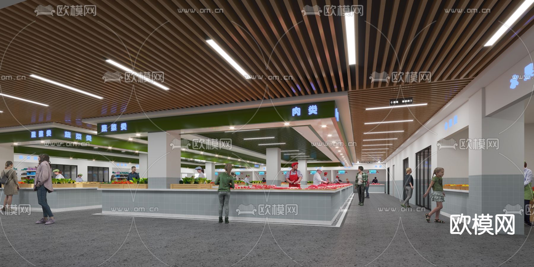 菜市场 农贸市场3d模型下载（渲染图4）