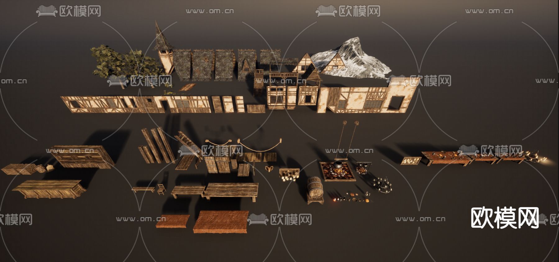 民宿小品景观3d模型下载（渲染图2）