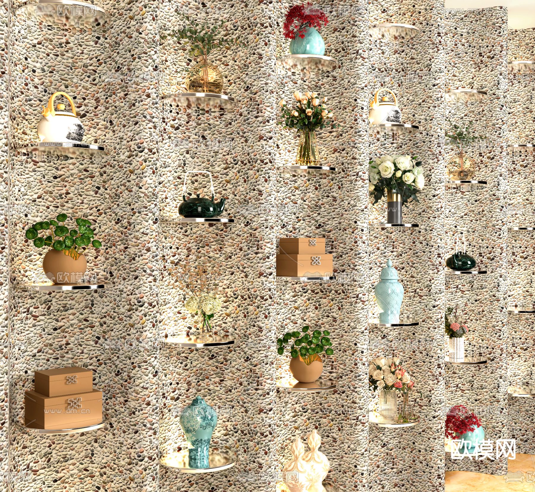 景观墙 植物架su模型下载（渲染图3）