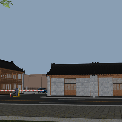  古建筑 古街道古庙su模型 