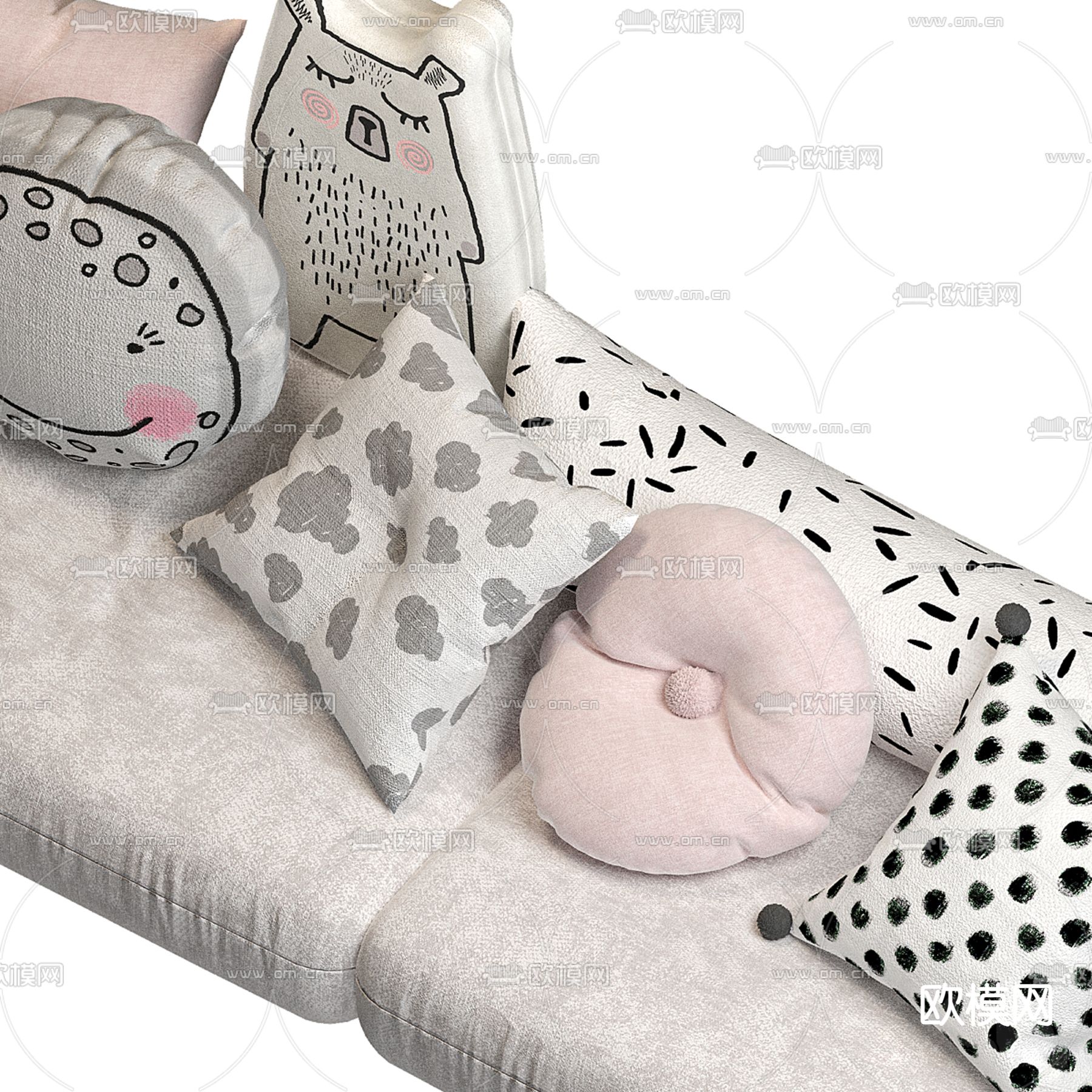 儿童枕头 抱枕 靠枕3d模型下载（渲染图2）