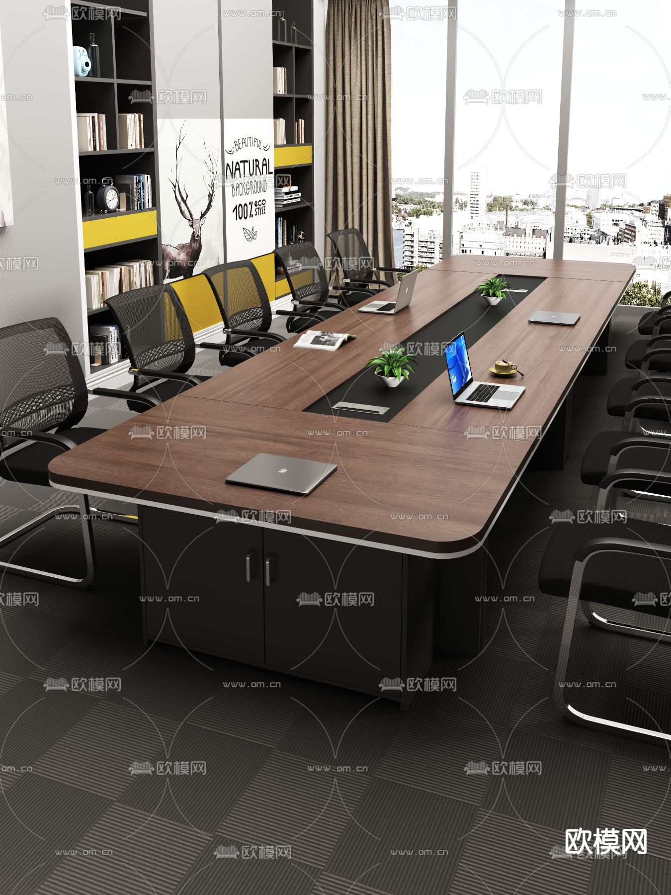 现代桌台 会议桌3d模型下载（渲染图2）