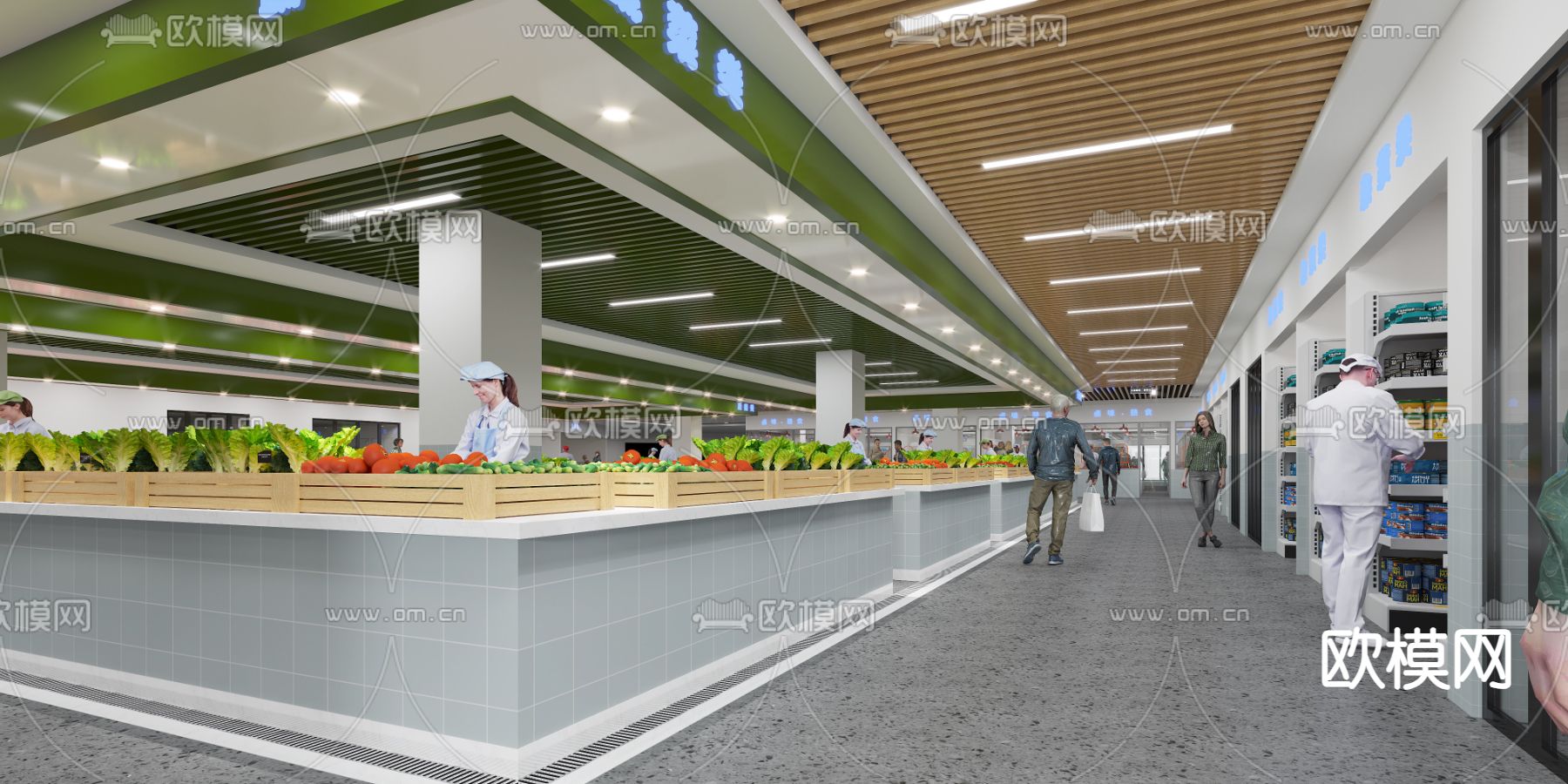 菜市场 农贸市场3d模型下载（渲染图2）