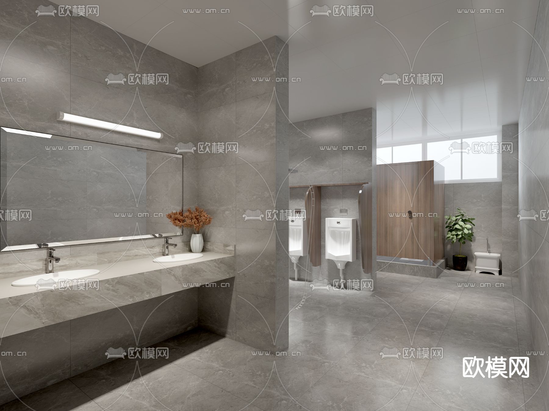 公共卫生间su模型下载（渲染图2）