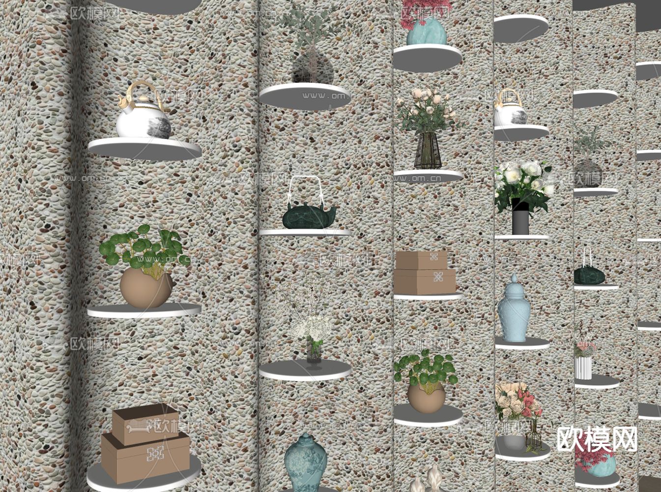 景观墙 植物架su模型下载（渲染图2）